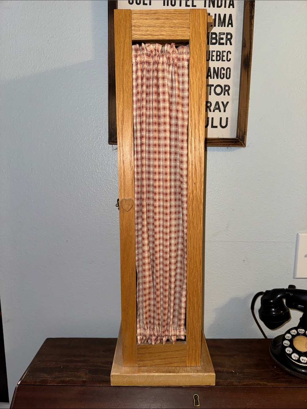 Vintage Country Handmade Wooden Standing Toilet Paper Cabinet with Tissue Holder